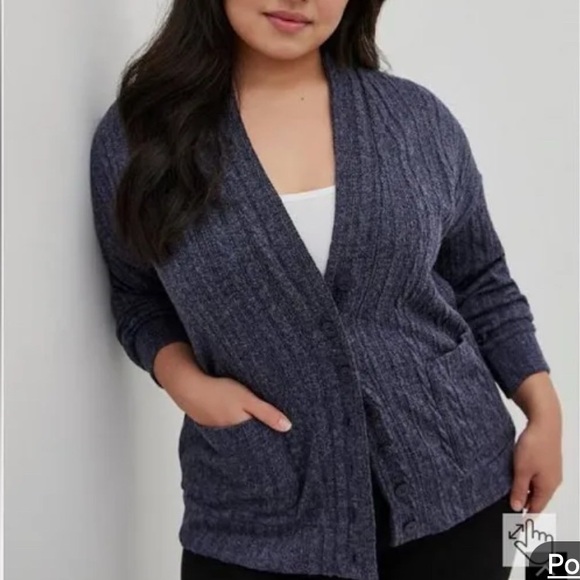 Torrid Blue Sweater Cardigan - Picture 1 of 4